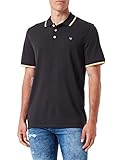 JACK & JONES Herren Poloshirt JPRBLUWIN - Regular Fit S M L XL XXL Baumwolle, Größe:M, Farbe:Black REG W. Dark Grey Melange 12169064