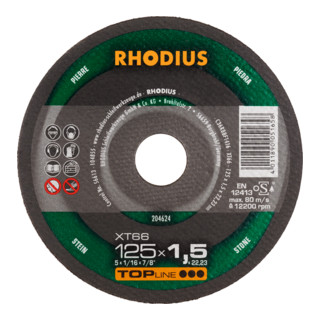 RHODIUS TOPline XT66 Extradünne Trennscheibe 125 x 1,5 x 22,23 mm