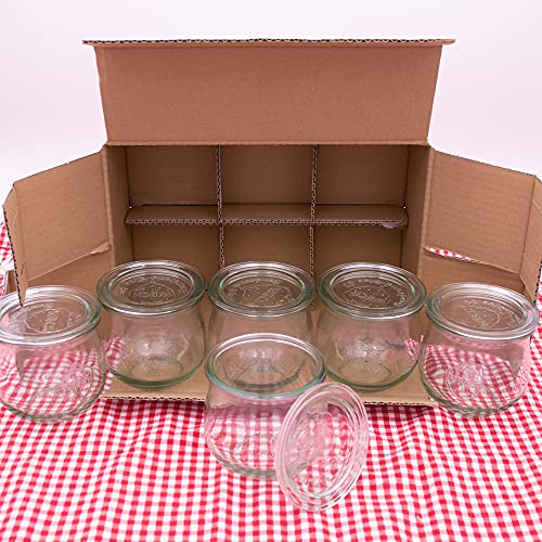 flaschenbauer.de WECK Tulpenglas 370ml Einmachglas verwendbar als Marmeladenglas, Vorratsglas, Konservenglas 6 Stück