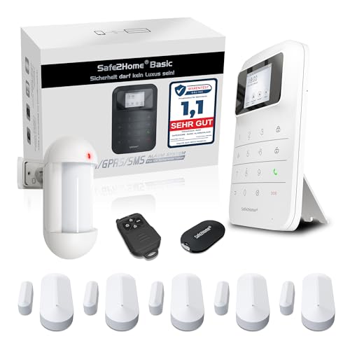 Safe2Home Basic Funk Alarmanlage in Weiß - WLAN & SMS Komplettsystem 2,4 & 5 GHz für Haus und Wohnung mit App Steuerung Anruf und SMS Alarmierung