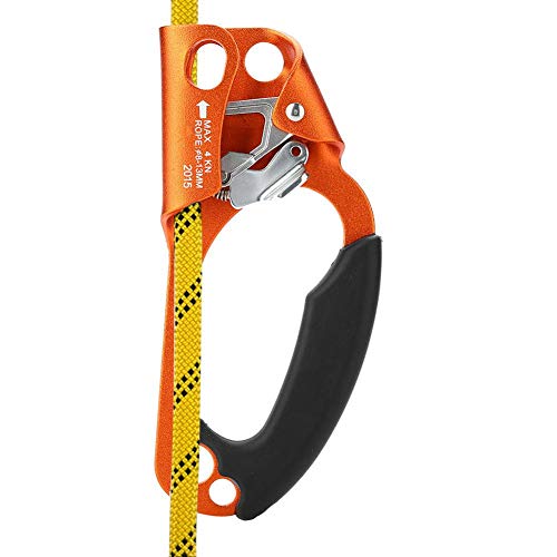 Dioche Klettern Ascender, Klettern Gerät Rechte Hand Kletterseil Griff Clamp für 8mm-13mm Seil Klettern Ausrüstung(Orange)