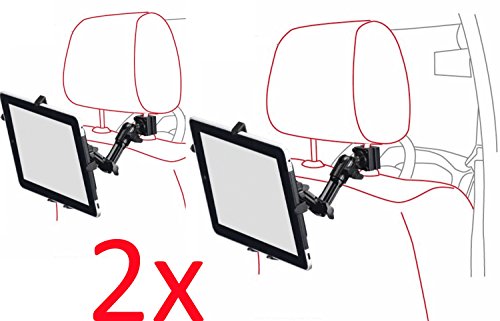 Infuu Holders 2X Set 360° Kopfstützen-Halterung für Apple iPad 1 2 3 4 Air Galaxy Tab Note Tablet-PC KFZ Auto Stange universal Carbon Design 007-x2