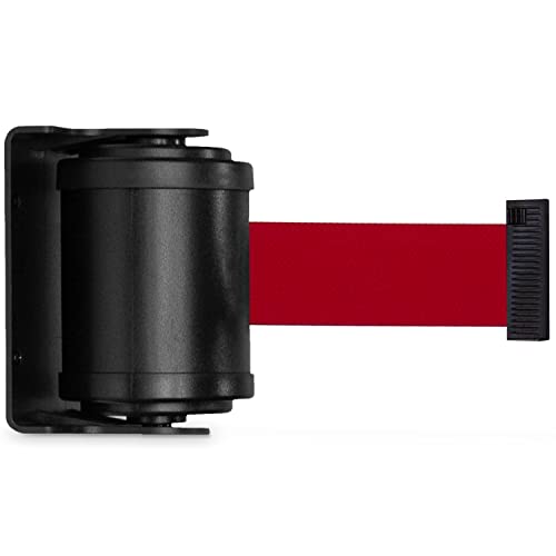 Gurtband-Wandkassette | Gurtlänge: 3,0 m, Gurtbandbreite: 4,8 cm | Kunstkassette: schwarz, Gurtfarbe: rot | Betriebsausstattung24®