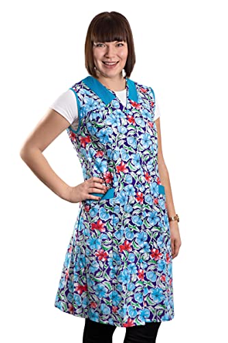 Damenkittel Kittel Schürze Hauskleid ohne Arm Baumwolle bunt, Farbe:Dessin 1, Größe:48