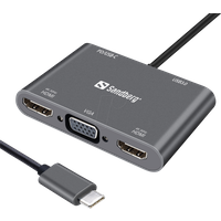 Sandberg USB-C Dock 2xHDMI+1xVGA+USB+PD, 136-35