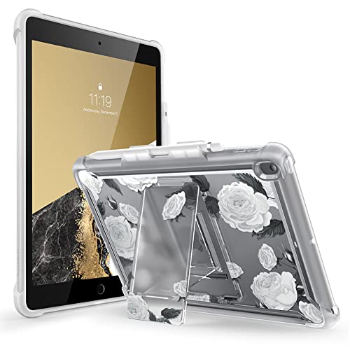 i-Blason Schutzhülle für iPad 9e/8e/7. Generation 10,2 Zoll (2021/2020/2019) [Halo-Serie] Transparenter Schutz, mit integriertem Ständer, TPU-Innenstoßstange (Q)