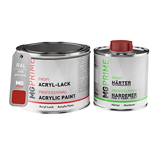 MG PRIME RAL 3000 Feuerrot Acryl-Lack glänzend 0,75 Liter / 750 ml Dose inkl. Härter