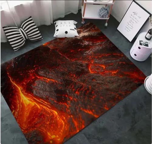 IZREEL Magma-Vulkan-Lava-Flüssiggestein-Bereichsteppiche Für Wohnzimmer Schlafzimmer Dekoration Wohnteppich Kinder Zimmermatte Anti-Rutsch-Teppich 100X160Cm