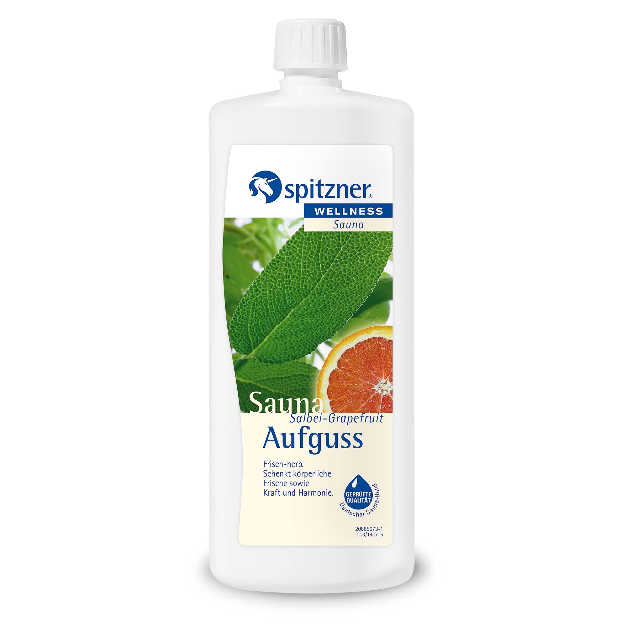 Spitzner Saunaaufguss Salbei-Grapefruit frisch-herb 1000 ml – Wellness Sauna mit belebendem Saunaduft für Frische und Kraft, Anti-Stress, natürliches Saunaöl