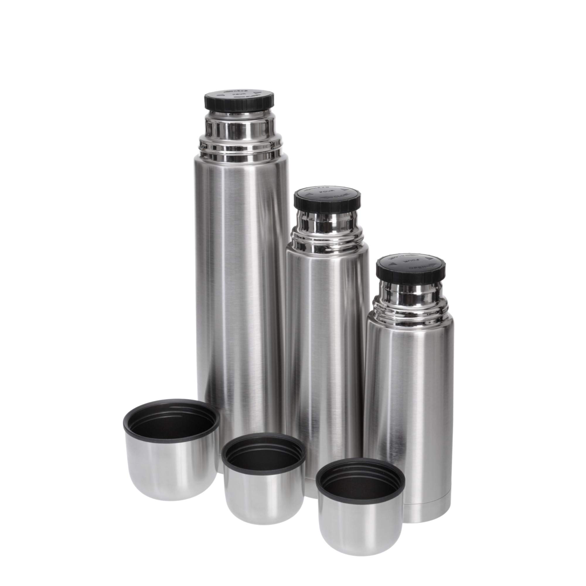 GRÄWE Isolierflaschen-Set 3-teilig Edelstahl 0,35 Liter,0,5 Liter und 1 Liter - Silber