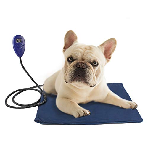 Namsan Heizkissen für Haustiere Mit Anti-Biss-Draht Komfortable warme Pad zu Small Medium Dog Einstellbare Temperatur von 25 bis 55, Blau