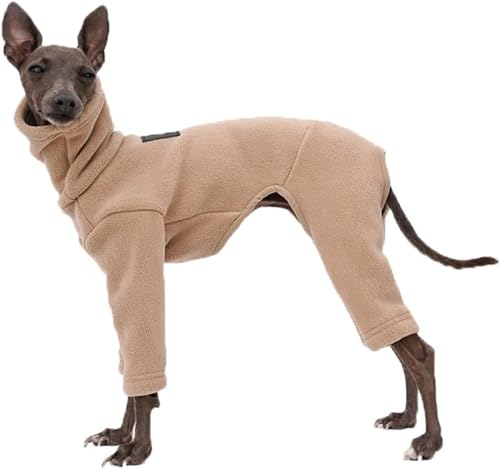 Warmer Samt-Windhundmantel, Fleece-Hundepullover mit Pfoten, winddichter Rollkragen-Hundeanzug, Winter-Pyjama für kleine, mittelgroße und große Hunde, S, A