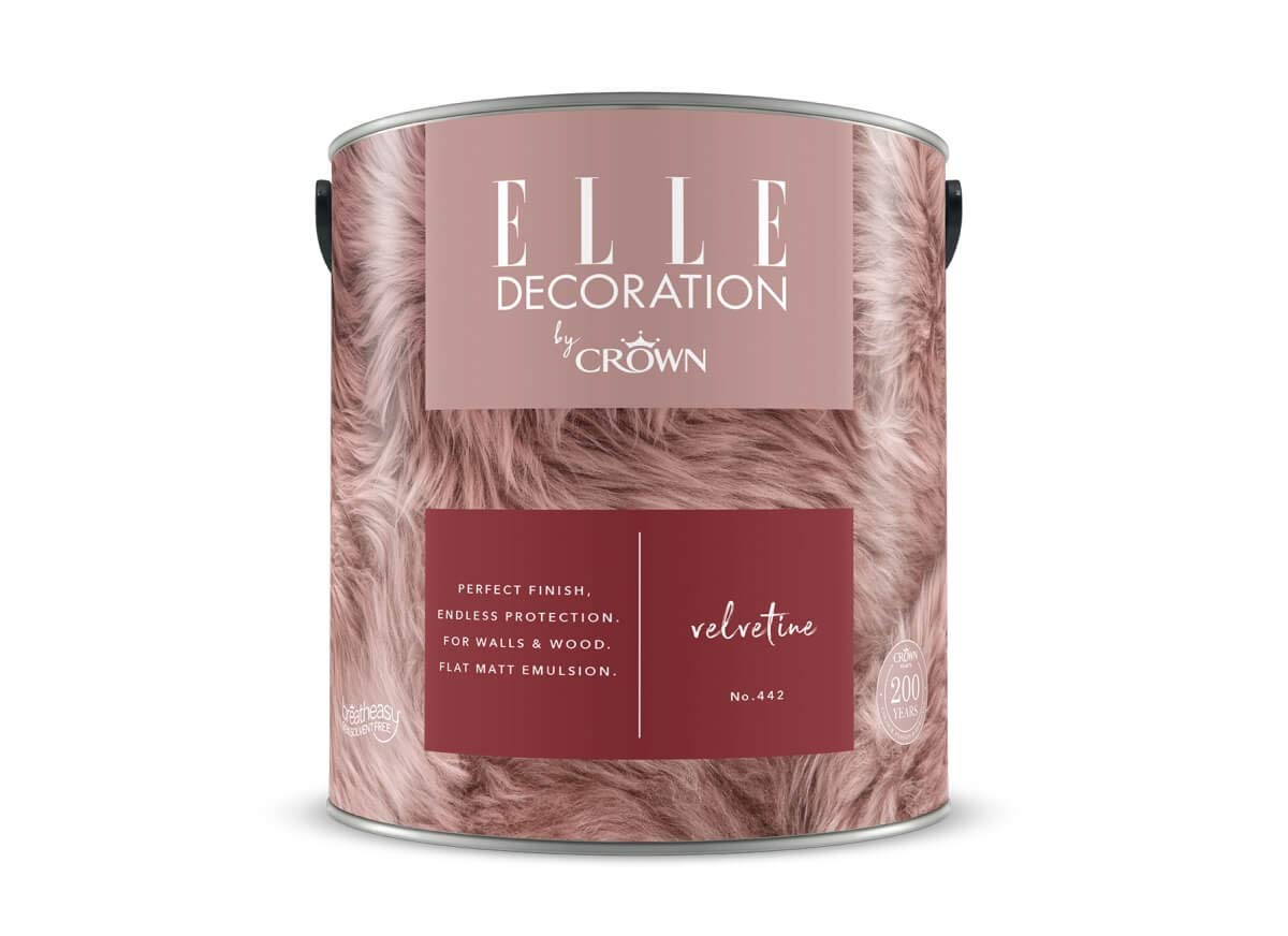 Crown ELLE DECORATION Velvetine No. 442, 2,5 L, extra-matte Premium Wandfarbe für Innen, für Wände und Holz, hohe Deckkraft, Innenfarbe,anregendes Rot