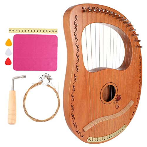WowZza 1 Set 16 Saiten Lyra Holzharfe Diatonische Lyre Praktische Lyre Harfe Lyre Harfe Für Anfänger Harfeninstrument Traditionelle Lyre Lap Harp Mahagoni Kinderschlüssel