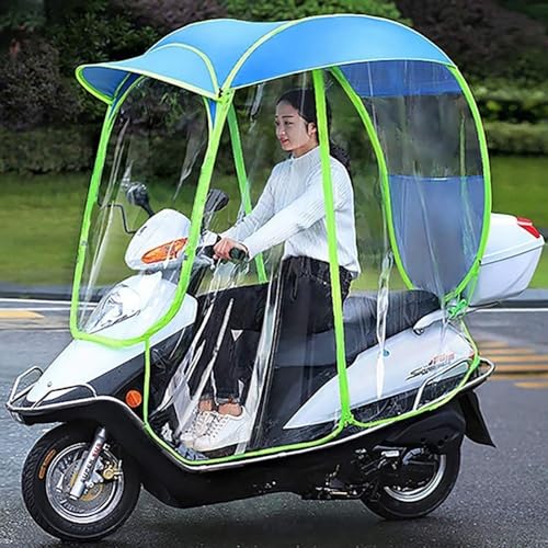 Motorrad-Regenschutz, Vollständig Geschlossener Motorroller-Regenschirm, Mobilitäts-Sonnenschutz Und Regenschutz, Wasserdicht,Blau,C