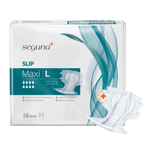 SEGUNA Slip Maxi, Inkontinenz Windeln für Erwachsene, Frauen, Männer, Windeln bei sehr schwerer Blasenschwäche, Stuhlinkontinenz (L (Sparpaket 3 x 16 Stück))