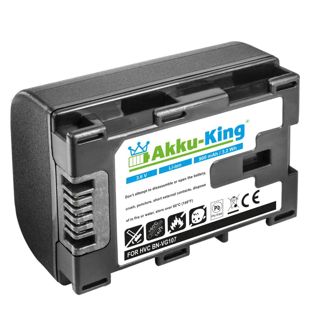 Akku-King Akku kompatibel mit JVC BN-VG107 für JVC Everio GZ-Reihe - Li-Ion 900mAh - ersetzt auch JVC BN-VG114, BN-VG121, BN-VG138