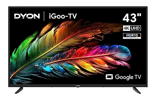 DYON iGoo-TV 43U 108cm (43 Zoll) Google TV (4K Ultra-HD, HD Triple Tuner, Prime Video, Netflix, Google Play Store für DAZN, Disney+ UVM., Google Assistant, Sprachfernbedienung) [Mod. 2023]