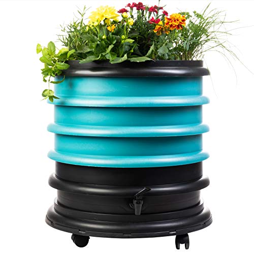 WORMbox | Wurmkomposter Wurmfarm Wurmkiste mit 3 Schalen Türkis + Pflanzgefäß | 48 Liter | Regenwurmkomposter, Kompostwürmer produzieren Wurmhumus