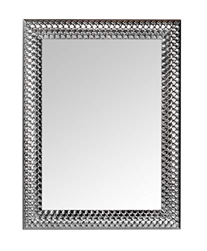 MO.WA Spiegel Wandspiegel Rechteckig Silber Chrom mit Holzrahmen cm 62x80 Hergestellt in der EU