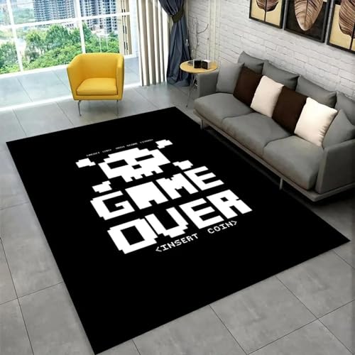 18meng Art Modern Gaming Teppich 120x210cm Gamer Controller Teppich Jugendzimmer Jungen Graffiti Spielkonsole Teppiche für Wohnzimmer Schlafzimmer Spielraum Dekor Teppiche