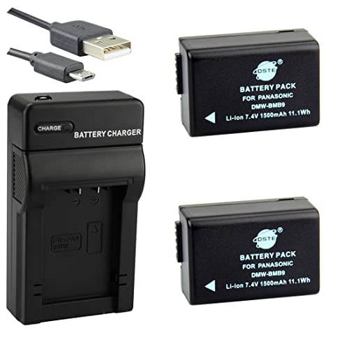 DSTE DMW-BMB9 Li-Ionen Batterie (2-Pack) und Micro USB Ladegerät Anzug für Panasonic Lumix DMC-FZ40 DMC-FZ45 DMC-FZ47 DMC-FZ48 DMC-FZ60 DMC-FZ62 DMC-FZ70 DMC-FZ72 DMC-FZ80 DMC-FZ100 DMC-FZ150