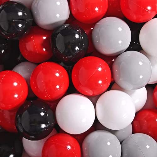 MEOWBABY 200 ∅ 7Cm Kinder Bälle Spielbälle Für Bällebad Baby Plastikbälle Made In EU Rot/Schwarz/Grau/Weiß