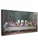 MuchoWow Leinwand Bilder Gemälde Wanddekoration - 80x40 cm - Das letzte Abendmahl - Leonardo da Vinci - Wohnzimmer Schlafzimmer Dekoration