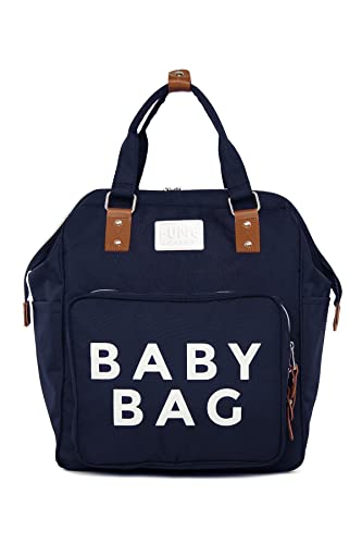 Fume London Wickelrucksack- Stilvolle und Geräumige Baby bag mit 3 Isolierten Taschen und 4 Metallfüßen, Wickeltasche für Unterwegs, Reisen und Wochenendausflüge (Navy Blau)