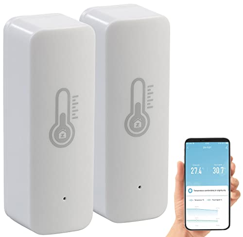 Luminea Home Control WLAN-Hygrometer: WLAN-Temperatur- & Luftfeuchtigkeits-Sensor mit App, 2er-Set (Wlanthermometer)