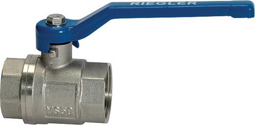 Kugelhahn »valve line«, Handhebel blau, Messing vernickelt, IG/IG, G 1 1/2, DN 37, Betriebstemp. -20 °C bis 120 °C, PN max 25 bar