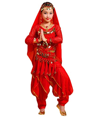 Mädchen/Damen Bauchtanz Kleidung Tanzkleid Tanz Hosenanzug Rot 150-175CM