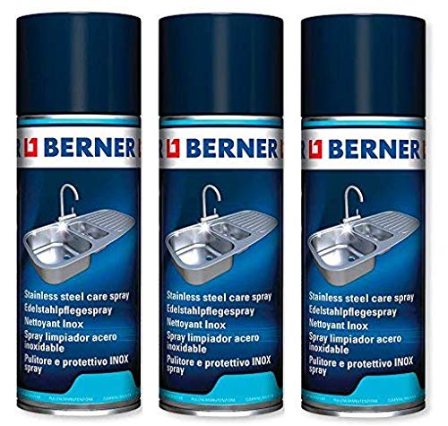 Berner 3 x Edelstahl-Pflege Spray INOX (3 x 400ml) *****3 x Speziall Reinigunger für Alles aus Edelstahl*****