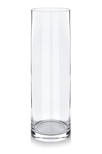 Blumenvase aus Glas in verschiedenen Größen von Varia Living | Glasvase rund | Glaszylinder mit Boden für Kerze | Windlicht aus Glas | klar (H 30 cm | Ø 10 cm)