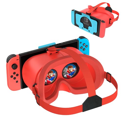DEVASO VR Brille für Nintendo Switch/Switch OLED mit einstellbaren HD-Linsen, 3D VR (Virtual Reality) Headset Spiele Zubehör Set, Switch VR Labo Goggles Brille, Coole Sachen für Teenager Jungs