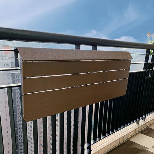 NIZAME Balkontisch Hängend Klappbar Geländertisch, TerrassentischBalkontisch mit 5 Verstellbaren Höhen, Mehrzweck-Hubtisch für Innen und Außen (Color : Wood, Size : 120x37cm)