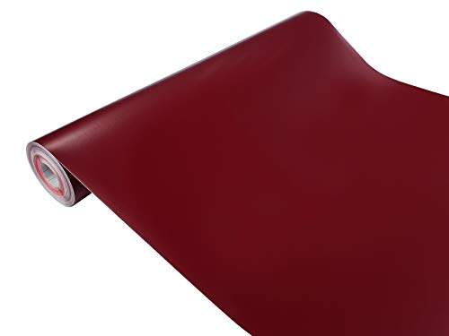 DecoMeister Klebefolie Dekorative Möbelfolie Selbstklebende Deko-Folie Einfarbige Selbstklebefolie Einheitliche Farbe 45x1500 cm Bordeaux Dunkelrot Rot Matt