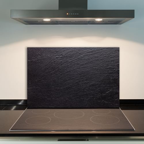 DAMU | Ceranfeldabdeckung 1 Teilig 80x52 cm Herdabdeckplatten aus Glas Abstraktion Schwarz Elektroherd Induktion Herdschutz Spritzschutz Glasplatte Schneidebrett