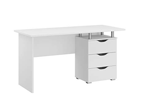 Rauch Möbel Alvara Schreibtisch in Weiß inklusive 2 Schubladen, Schreibtisch mit Stauraum BxHxT 140 x 75 x 66 cm