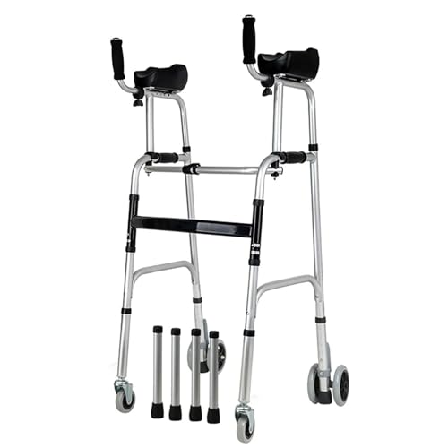 Rollator für ältere Menschen mit Armlehne, aufrechter Gehwagen für Behinderte, Klappbarer Walker mit Rollen zusammenklappbarer Rehabilitations-Hilfsgehrahmen,XL
