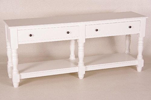 Casa Padrino Landhaus Stil Konsolen Tisch mit 4 Schubladen weiß 180 cm ModS4- Shabby Chic Möbel Wand Konsole