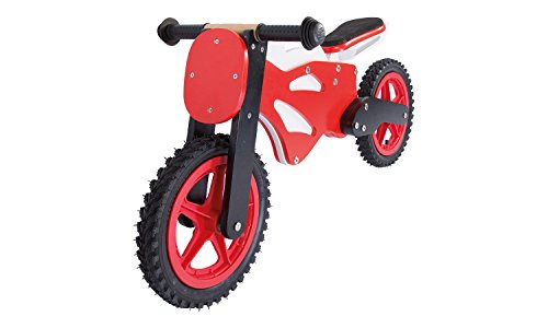 Lernlaufrad aus Holz - 12 Zoll, ab 3 Jahren - Holzspielerei Superbike, Kinderlaufrad, Laufrad Kinderrad Fahrrad (rot)