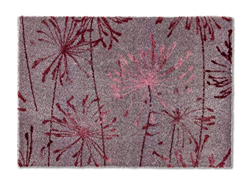 Schöner Wohnen Kollektion Rutschhemmende Sauberlaufmatten Manhattan - waschbarer Teppichläufer - strapazierfähige Schmutzfangmatten - (Pusteblume grau-Rose, 50 x 70 cm)