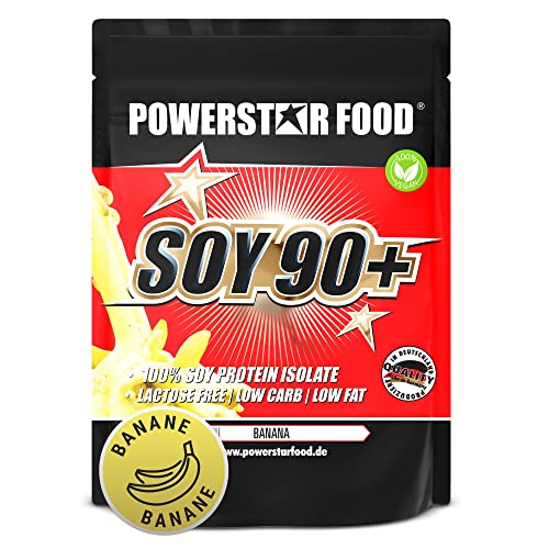 Powerstar SOY 90+ | 1kg Soja-Protein-Isolat ohne Zucker-Zusatz | Made in Germany | Gentechnisch unverändert | 1000g Pflanzliches Eiweiß-Pulver mit 93% Protein i.Tr. | Vegan & laktosefrei | Banana