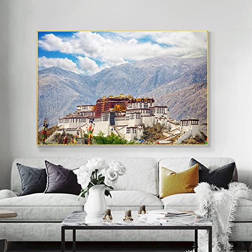 Potala Palast Lhasa Tibet Leinwand Gemälde Wandkunst Landschaft Wandbild Poster und Drucke für Wohnzimmer Wohnkultur23.6"x 31.4"(60x80cm) Kein Rahmen