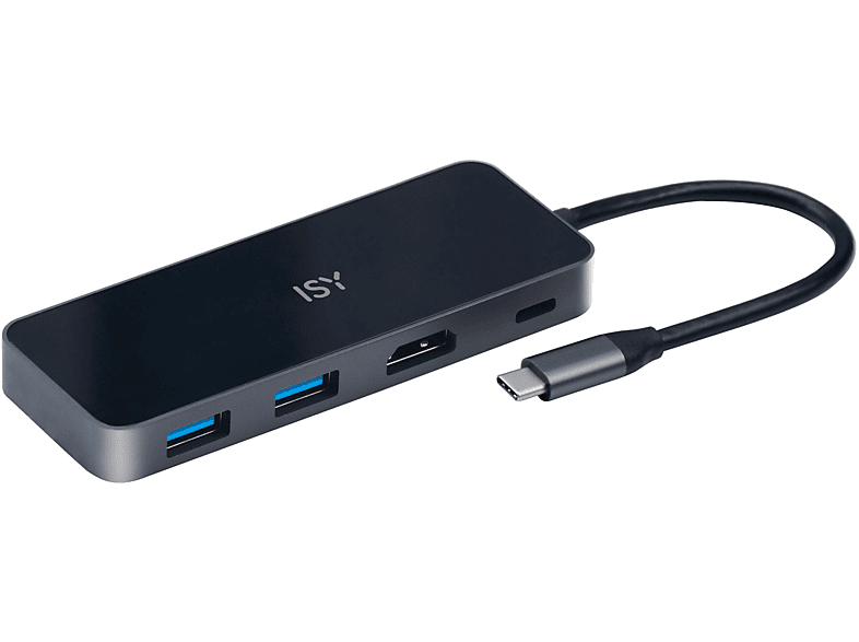 ISY IAD 1028-1 Power Delivery USB-C 4-in-1 Multiport-Adapter, Silber Aluminium