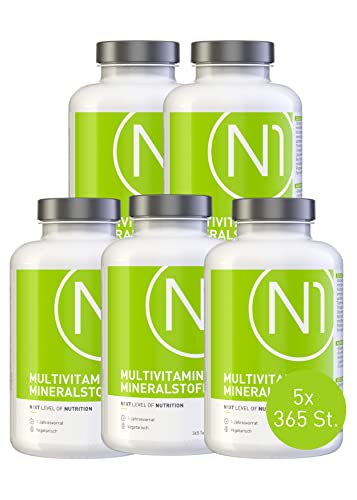 N1 Multivitamin Tabletten hochdosiert - Alle Vitamine + Mineralien - 5x365 Tabl. Jahresvorrat - vegetarisch - Nahrungsergänzungsmittel