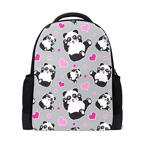 Süßer Panda Bär Reise Laptop Rucksack Schule Buch Tasche Herz Tier Freizeit Daypack Outdoor Business Wanderrucksäcke Camping Schultertaschen für Studenten Frauen Herren