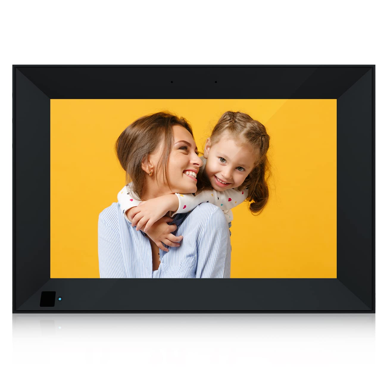 Hyjoy Digitaler Bilderrahmen 10.1 Zoll WLAN Digitale Bilderrahmen mit IPS Touch Screen HD Display, Lichtsensor, Auto-Rotate, um Fotos oder Videos überall über AiMOR App zu teilen (Schwarz)