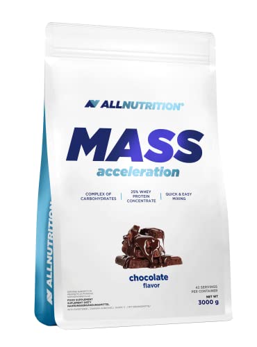 ALLNUTRITION Mass Acceleration Gainer Nahrungsergänzungsmittel - Kohlenhydrat- und Tierisches Protein Pulver für Muskelaufbau & Leistungssteigerung - Glutenfrei - 3000g - Chocolate